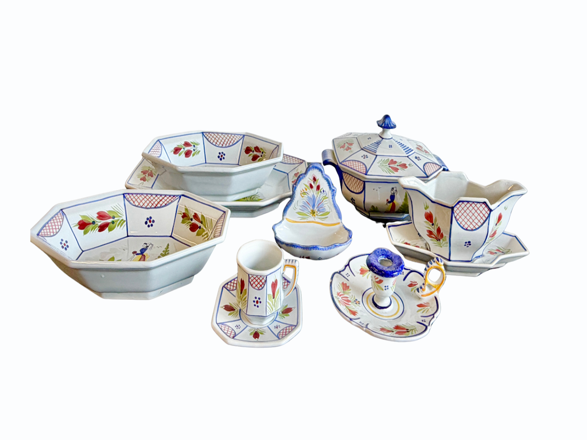 Collection of Vintage Harriett Quimper “Mistral Blue” Hand-Painted Faience Collection
