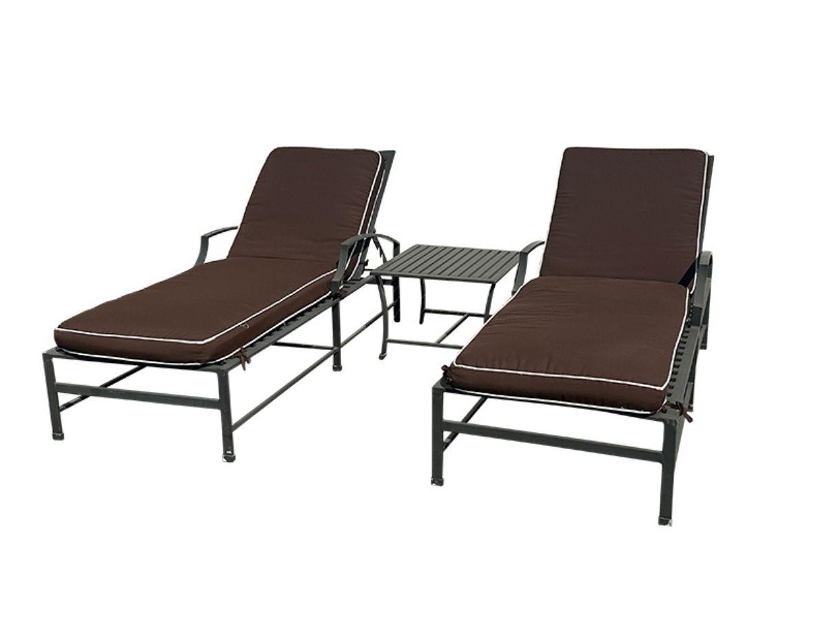 Restoration Hardware Carmel Outdoor Chaise Lounges and Side Table, Pair