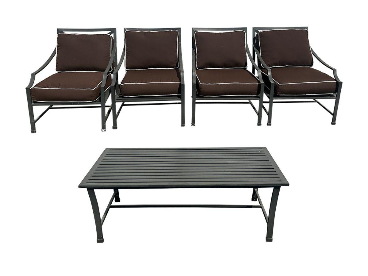 Restoration Hardware Carmel Outdoor Chairs with Cocktail Table, Set of 5 Pieces