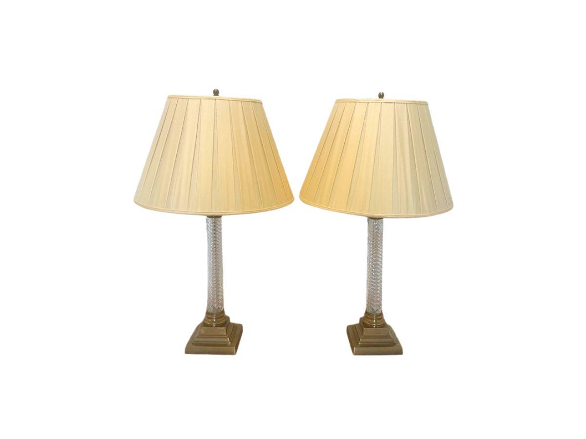 Vaughan Twisted Glass Column Lamps, Pair