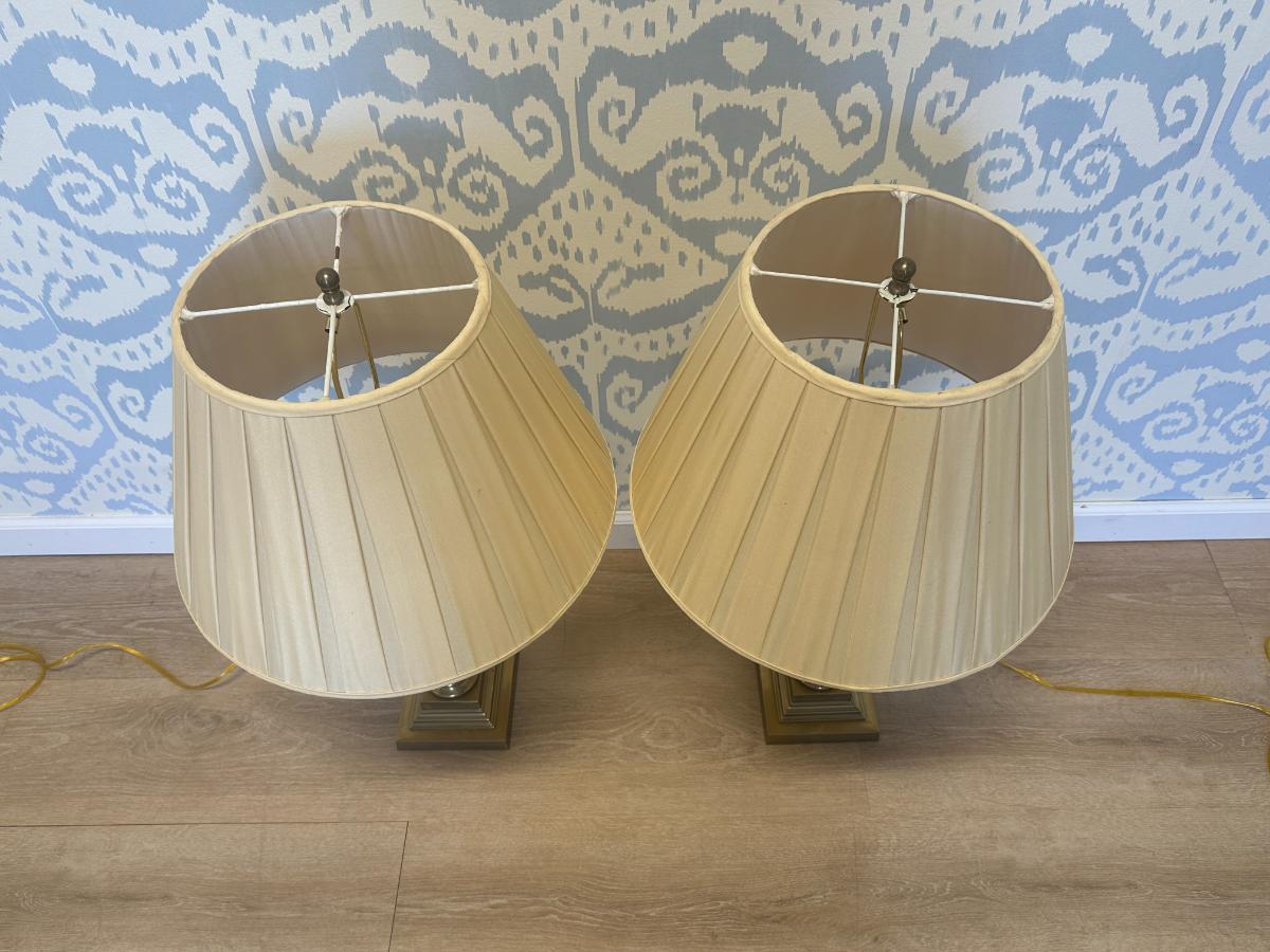 Vaughan Twisted Glass Column Lamps, Pair