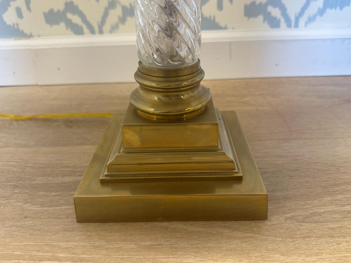 Vaughan Twisted Glass Column Lamps, Pair