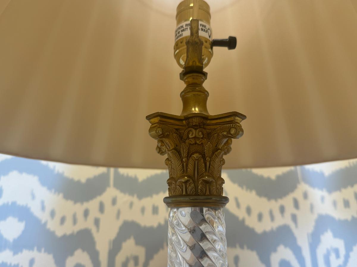 Vaughan Twisted Glass Column Lamps, Pair