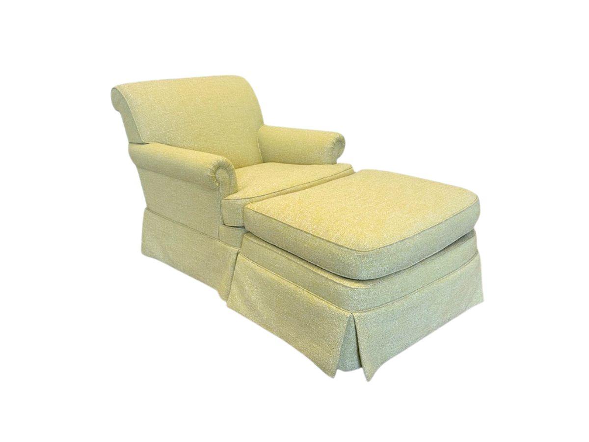 Skirted Club Chair & Ottoman, Newly Upholstered