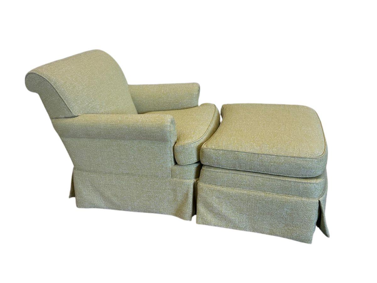 Skirted Club Chair & Ottoman, Newly Upholstered