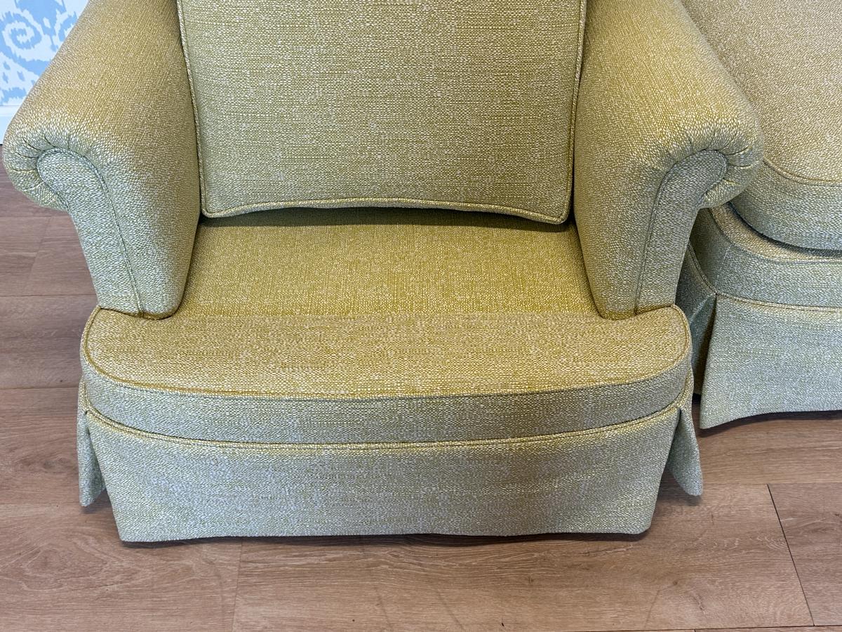 Skirted Club Chair & Ottoman, Newly Upholstered