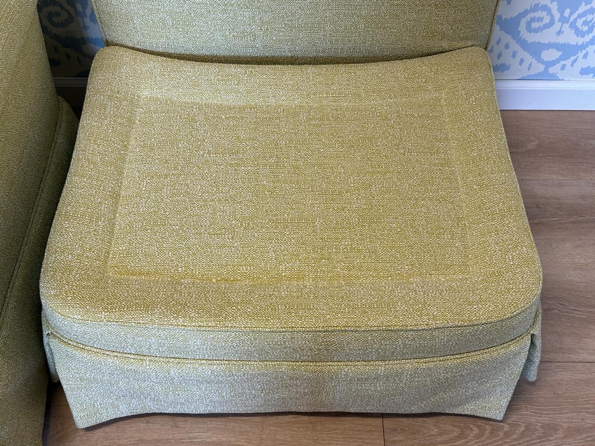 Skirted Club Chair & Ottoman, Newly Upholstered