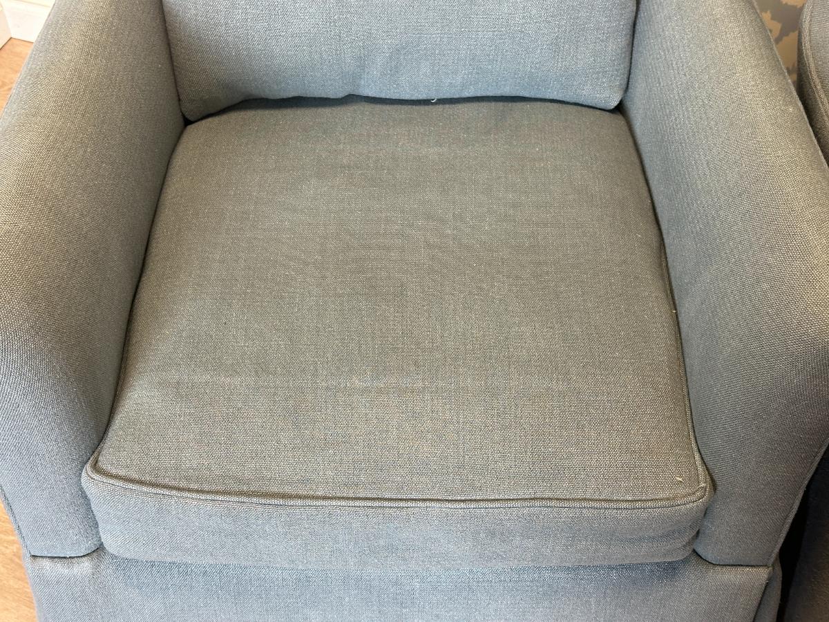 Highland House Blue Brighton Skirted Swivel Chairs, Pair