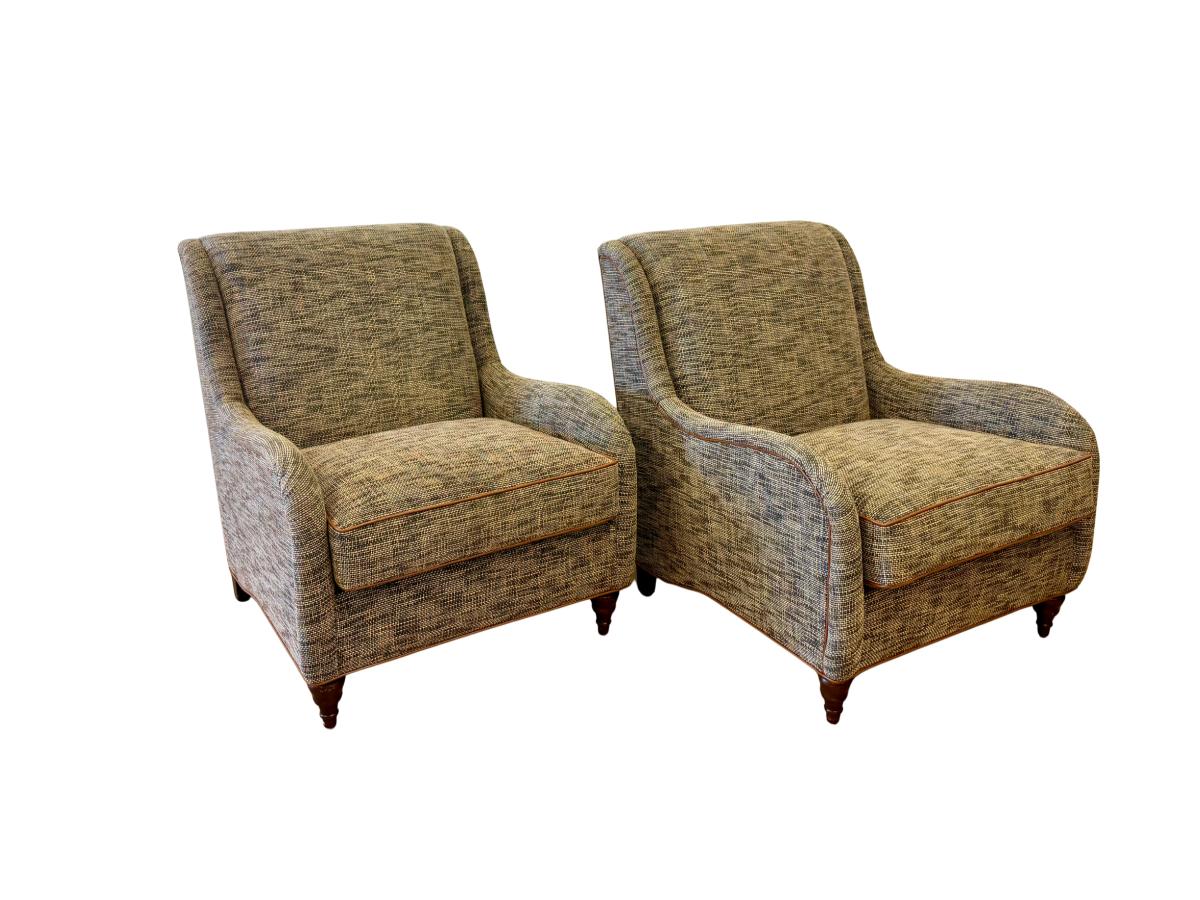 Charles Stewart “Norden” Chairs Upholstered in Zoffany Harlequin Fabric, Pair