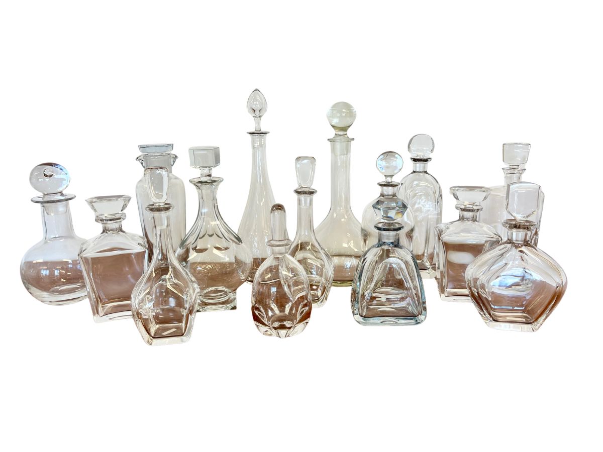 Collection of Crystal Decanters, Set of 15