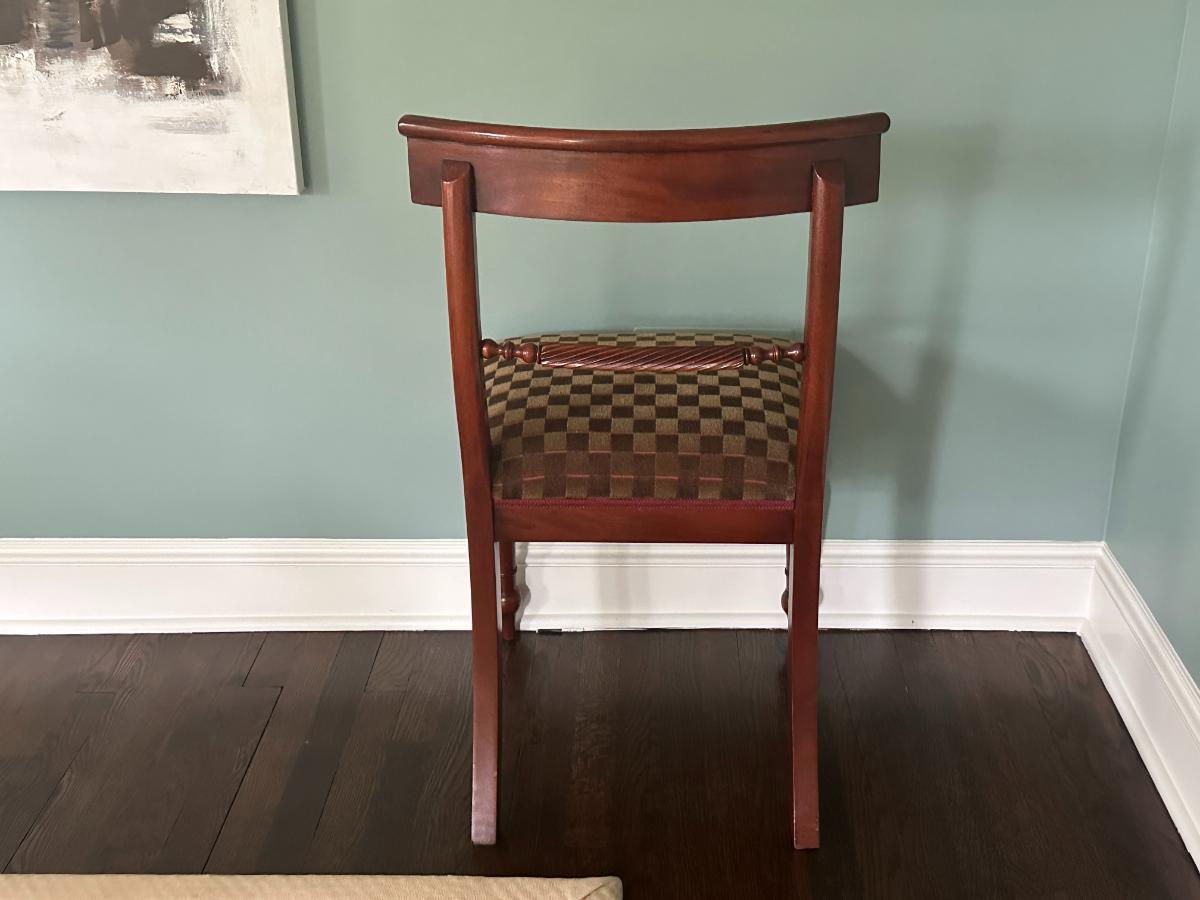 Regency Style Side Chairs with Custom Upholstered Seats in Pollack Cut Velvet, Set of 8