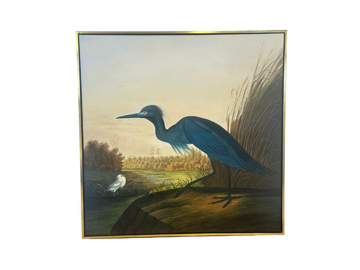 Framed Blue Heron Dutch Touch Art Oil Painting