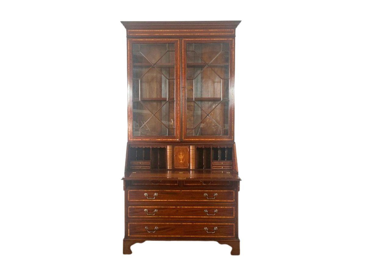 Antique English Sheraton Style Secretary, Circa 1900