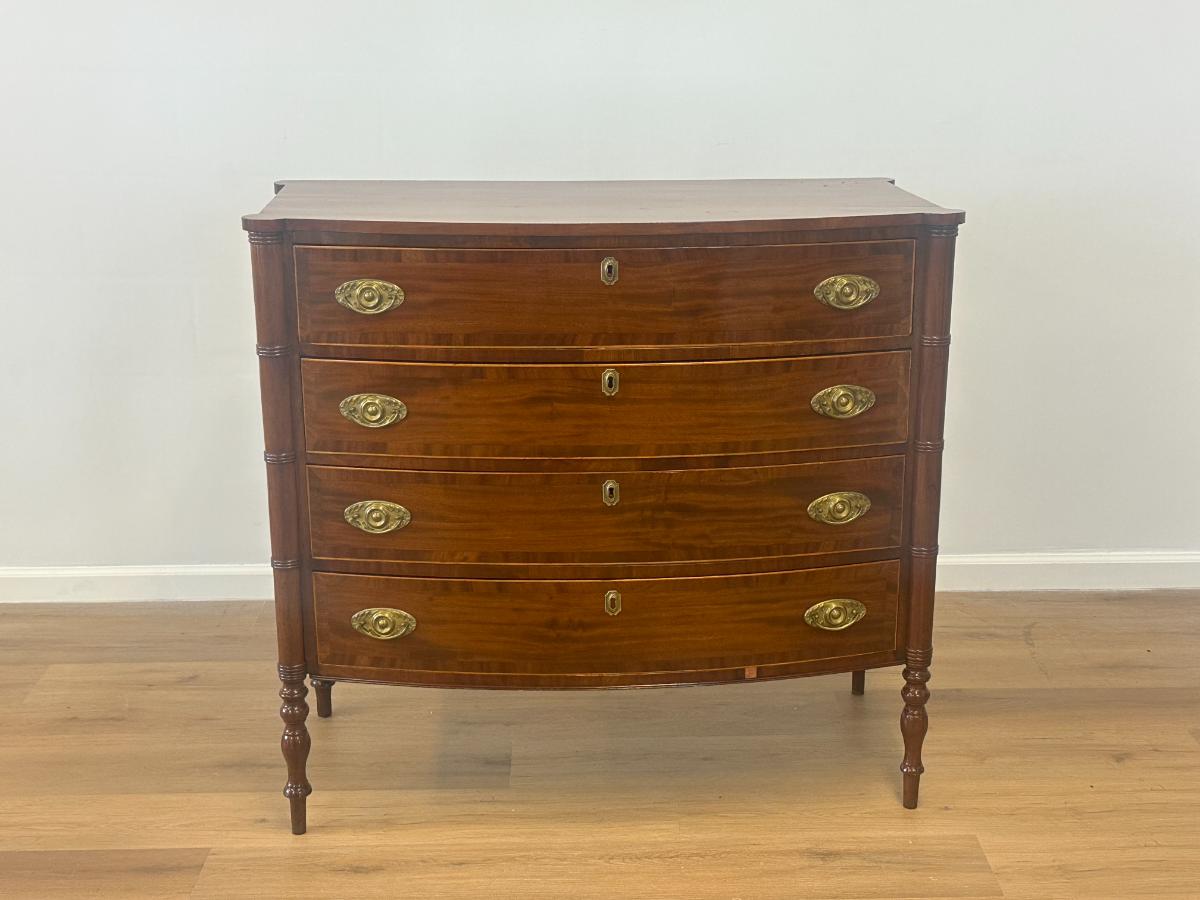 Antique Regency Mahogany Bow Front Chest of Drawers