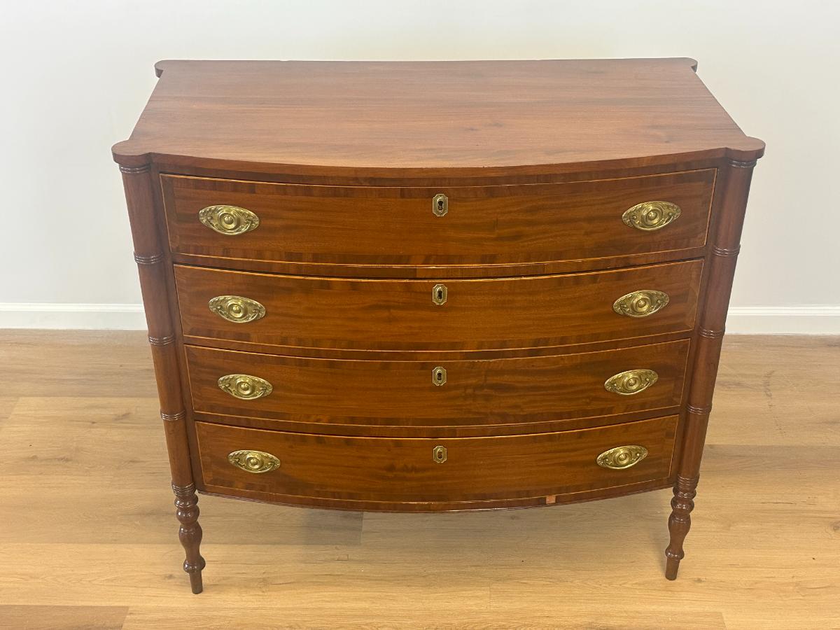 Antique Regency Mahogany Bow Front Chest of Drawers