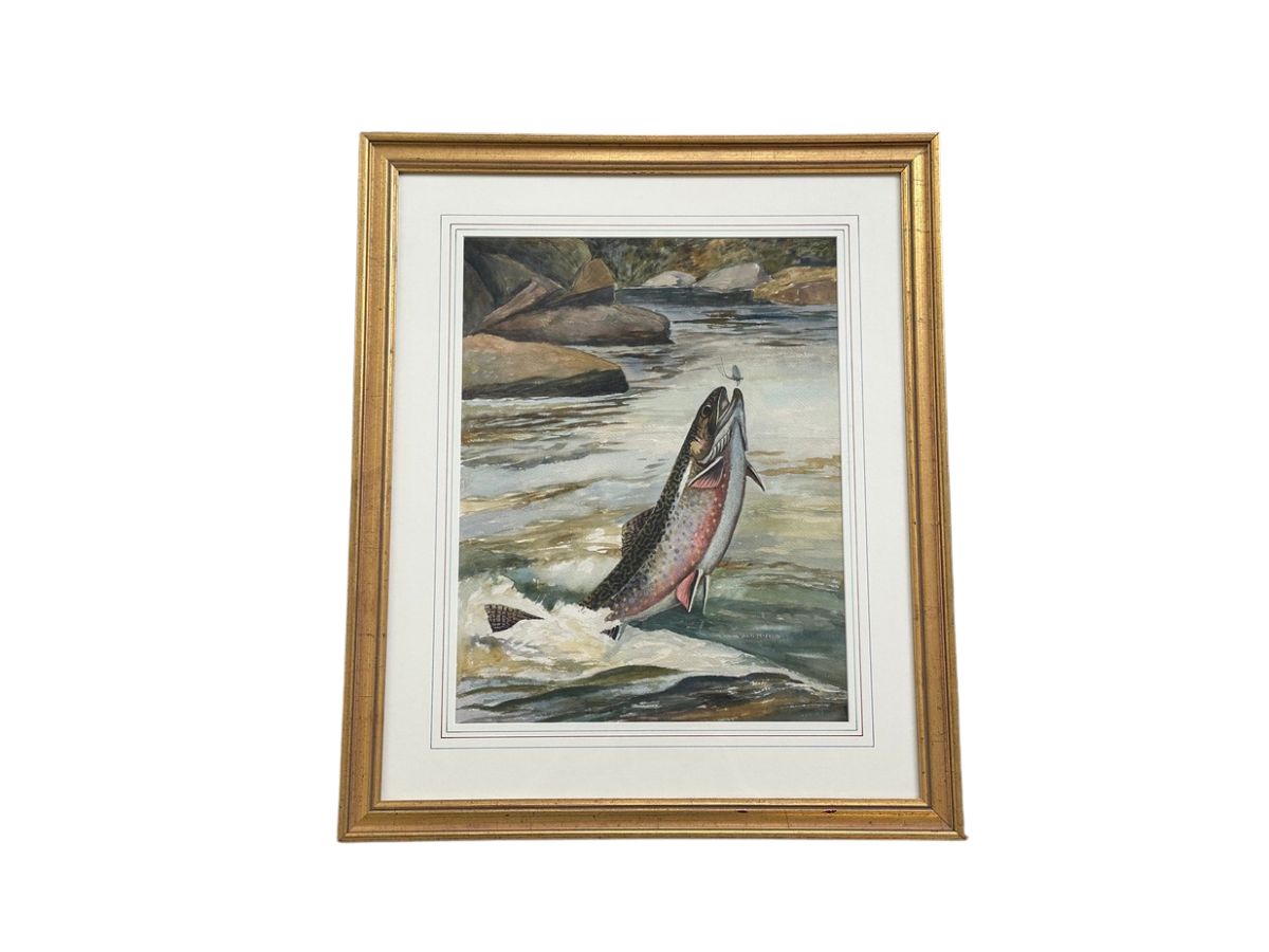 Framed "Brook Trout" Original Watercolor by WJ Schaldach