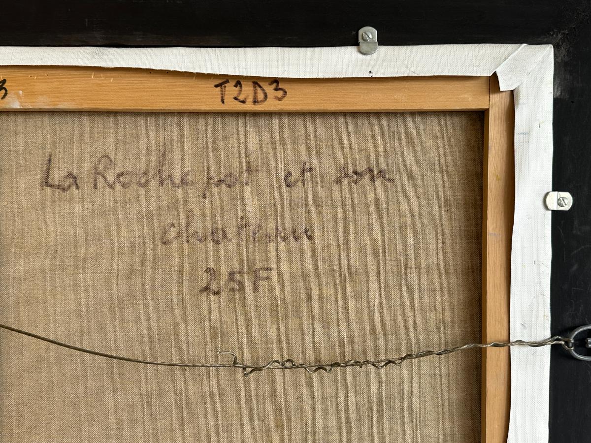 Renee Theobald Original Oil Painting, Framed "La Rochepot et Son Chateau"