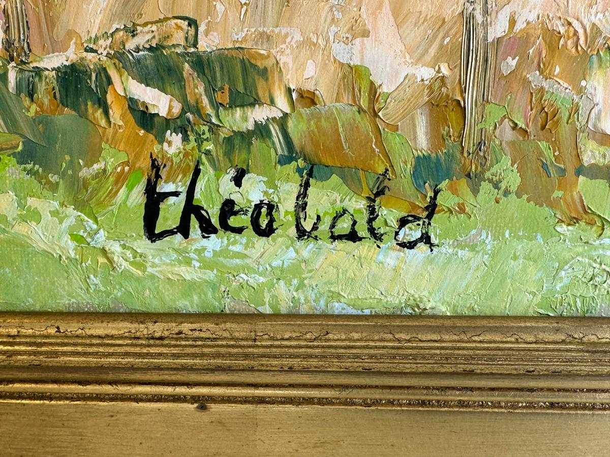 Renee Theobald Original Oil Painting, Framed "La Rochepot et Son Chateau"