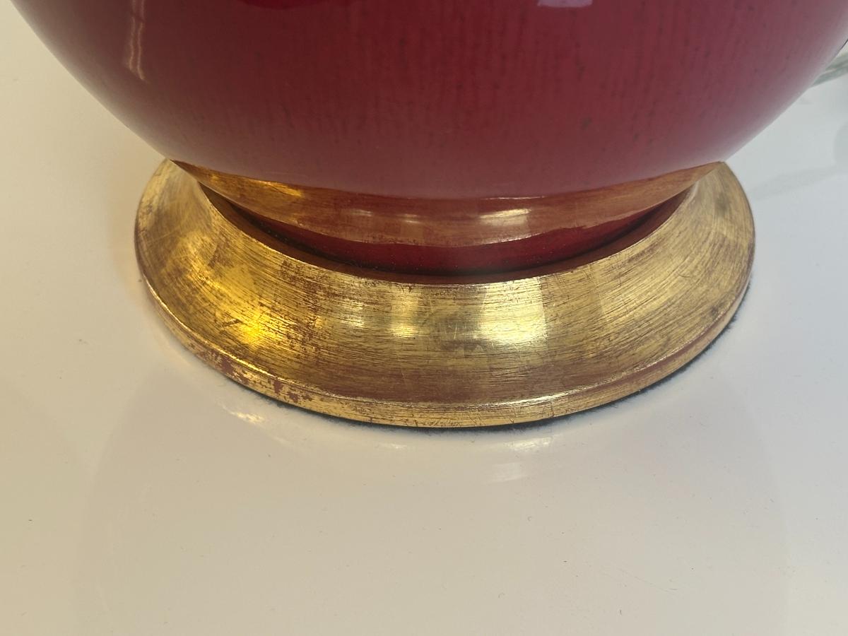 Christopher Spitzmiller Red Double Gourd Lamps, Pair