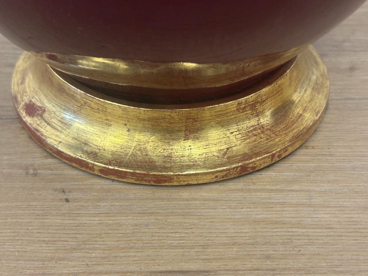 Christopher Spitzmiller Red Double Gourd Lamps, Pair