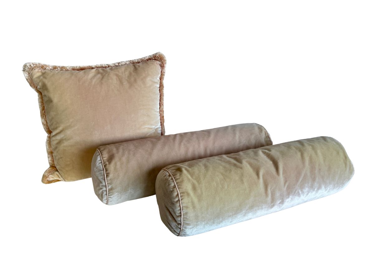 Pink Silk Velvet Pillows, Set of 3