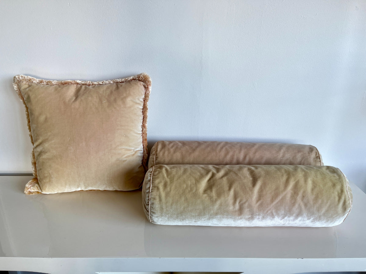 Pink Silk Velvet Pillows, Set of 3