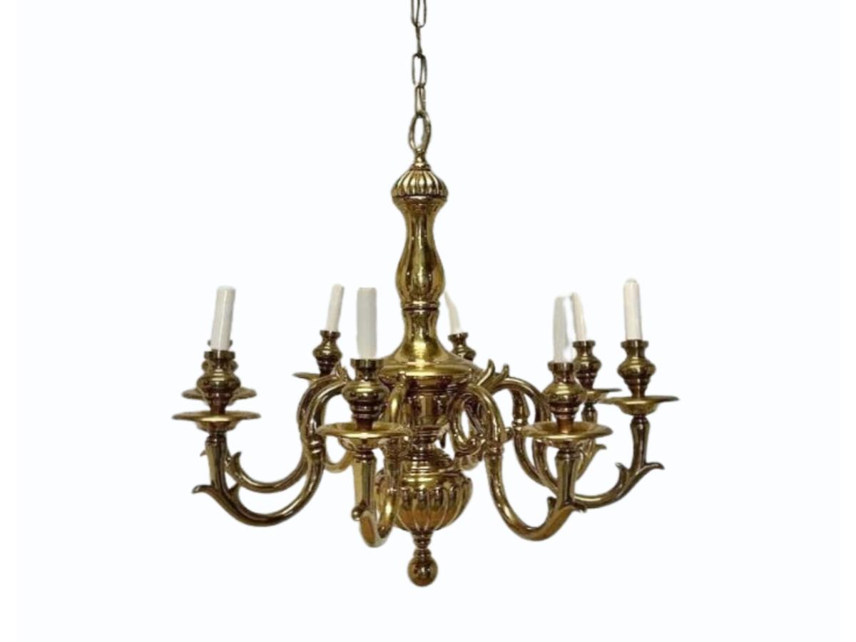 Fabulous Eight-Light Brass Chandelier