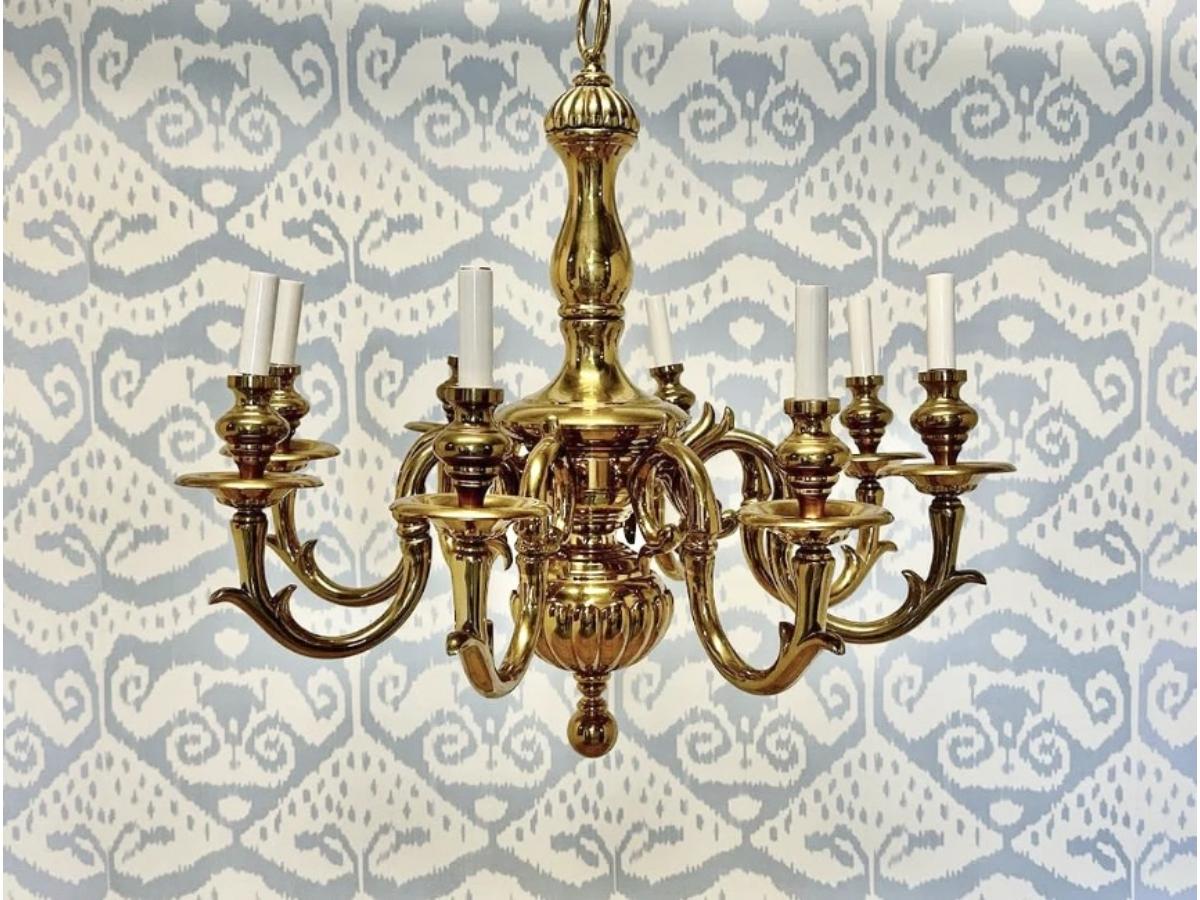 Fabulous Eight-Light Brass Chandelier