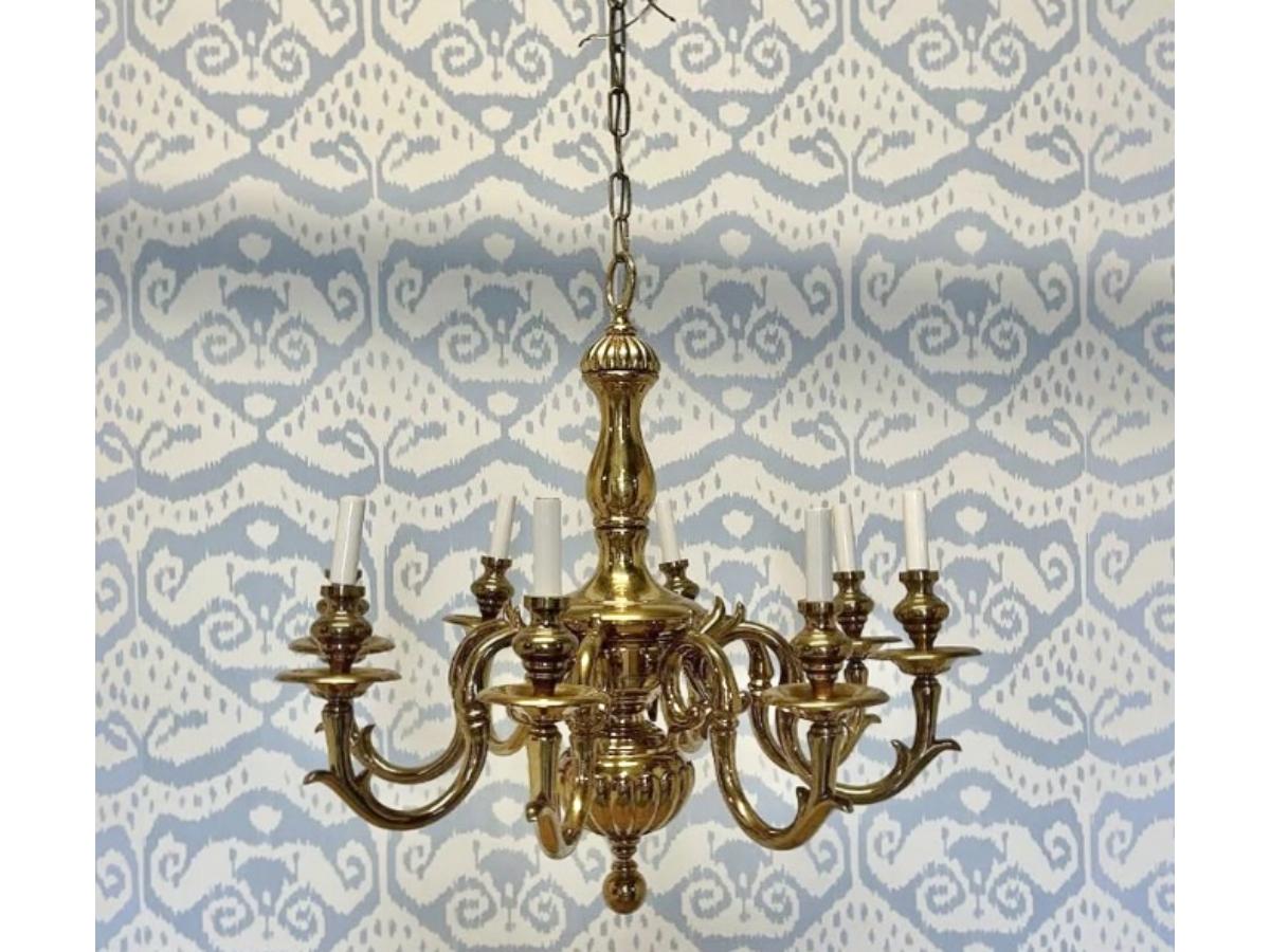 Fabulous Eight-Light Brass Chandelier