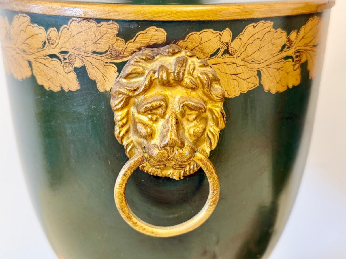 Vaughan Lighting Green Toleware Table Lamps, Pair