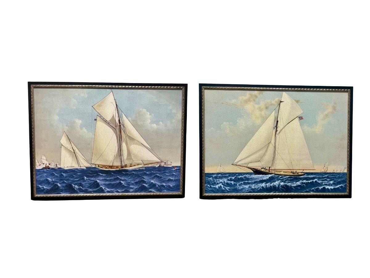 Pottery Barn Antique Yachts Canvas, Set of 2