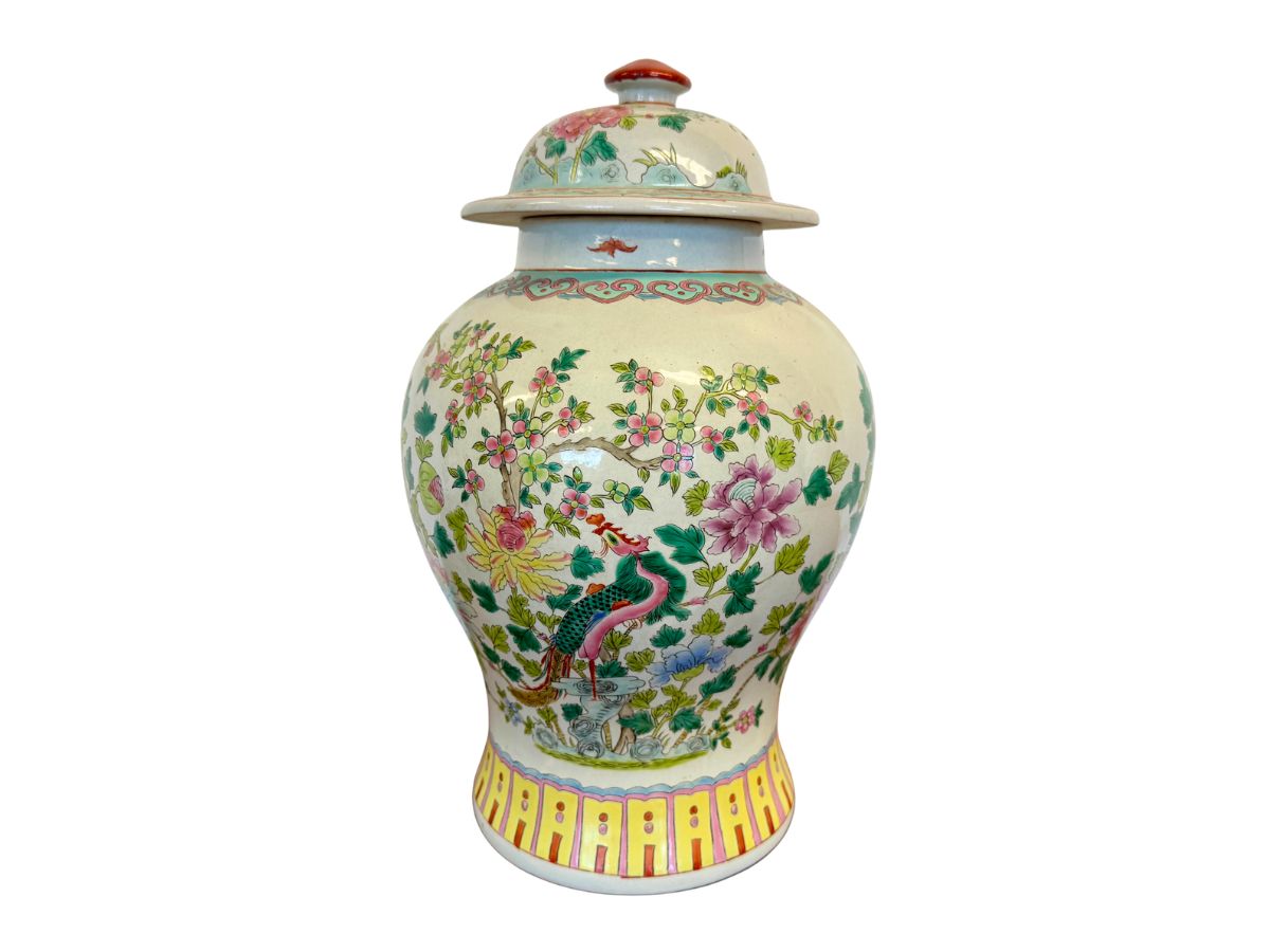 Dragon & Peacock Porcelain Urn