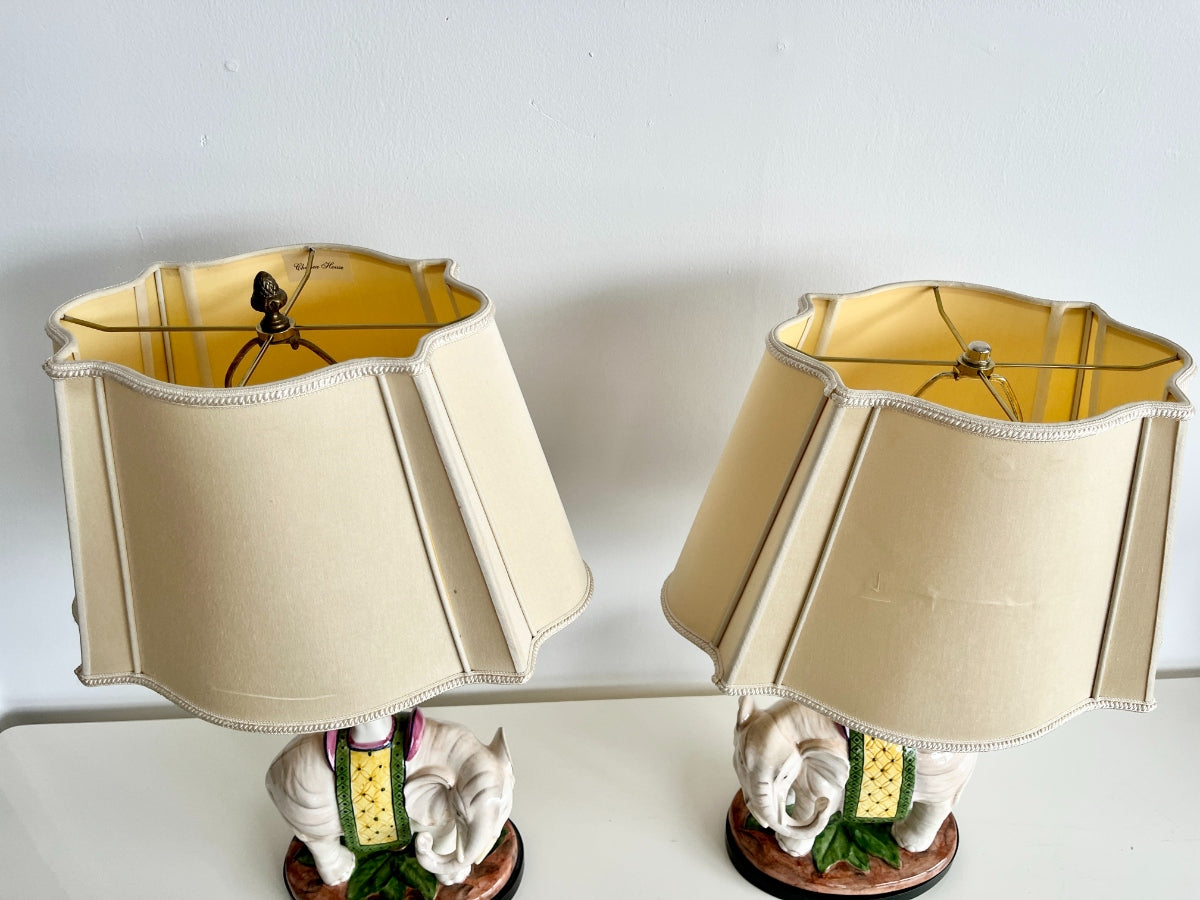 Elephant Lamps with Chelsea House Shades, Pair