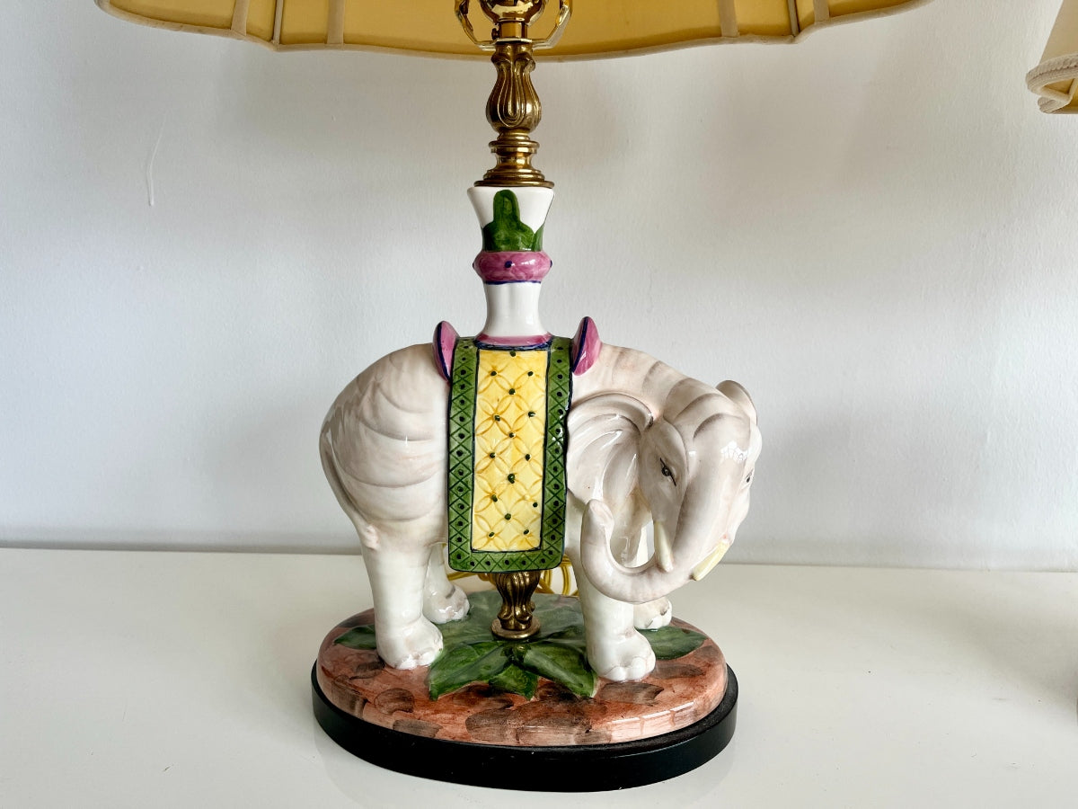 Elephant Lamps with Chelsea House Shades, Pair