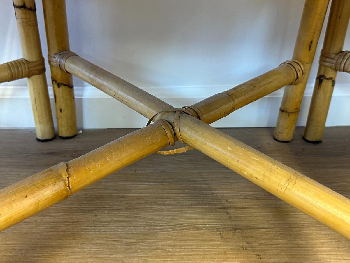 Vintage Florida Flip Top Game Table and Set of Four Chairs