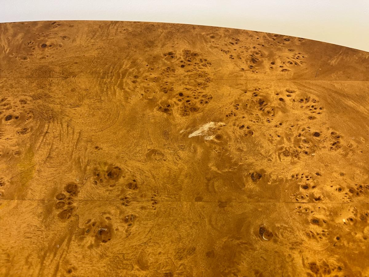 Vintage Biomorphic Burl Wood Coffee Table with Metal & Lucite Base