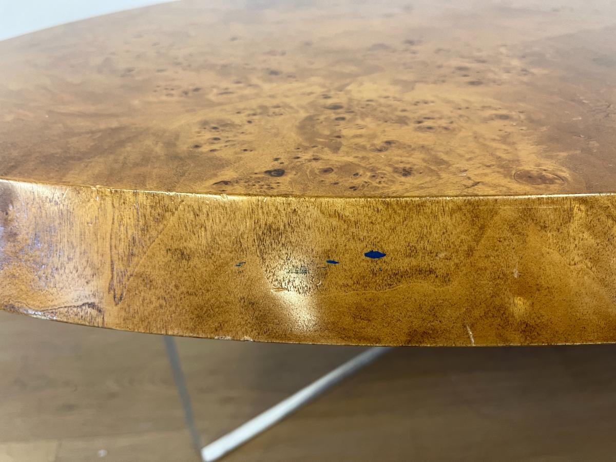 Vintage Biomorphic Burl Wood Coffee Table with Metal & Lucite Base