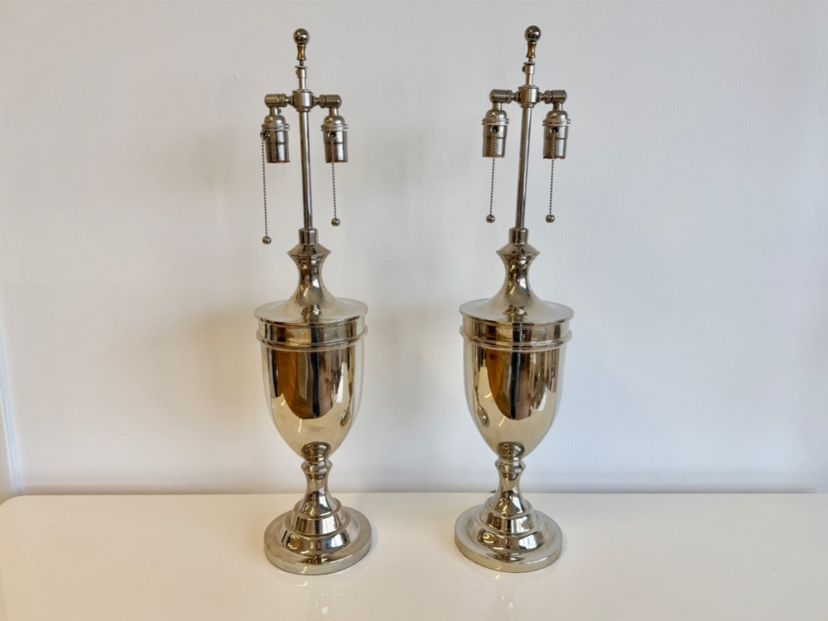 Louis Di Calla Silver Trophy Table Lamps, Pair