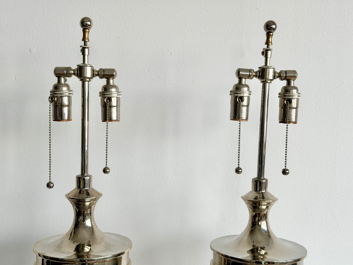 Louis Di Calla Silver Trophy Table Lamps, Pair