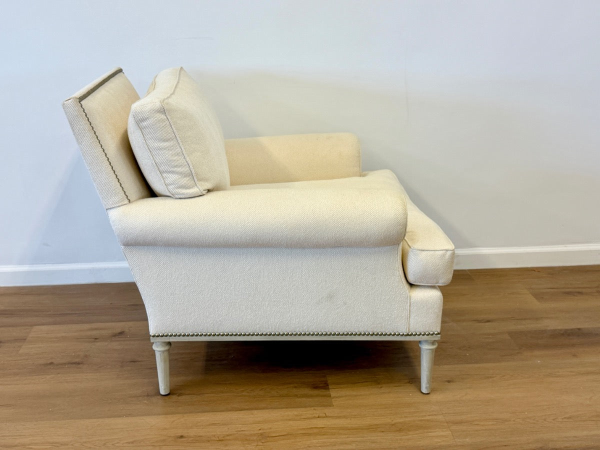Custom Upholstered Club Chair with Nailhead Detail