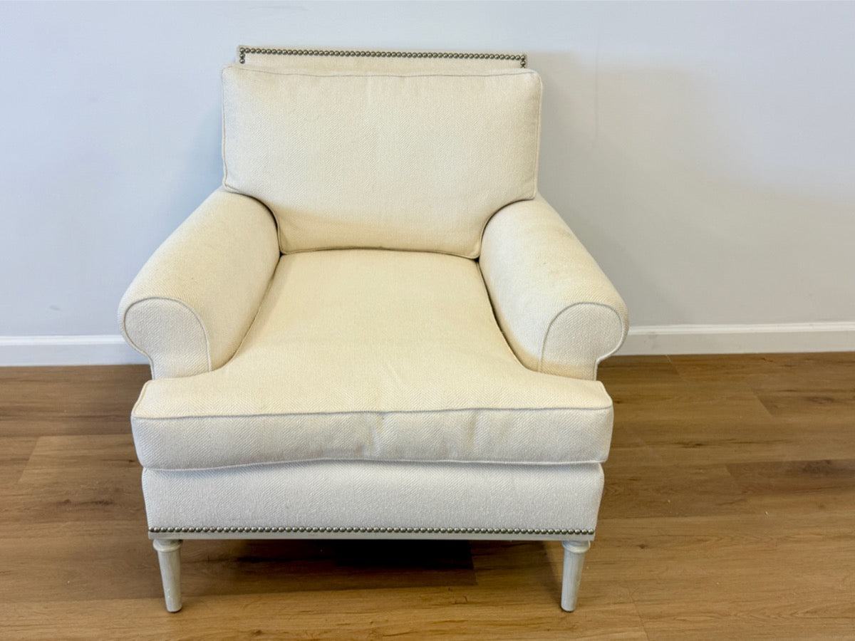 Custom Upholstered Club Chair with Nailhead Detail