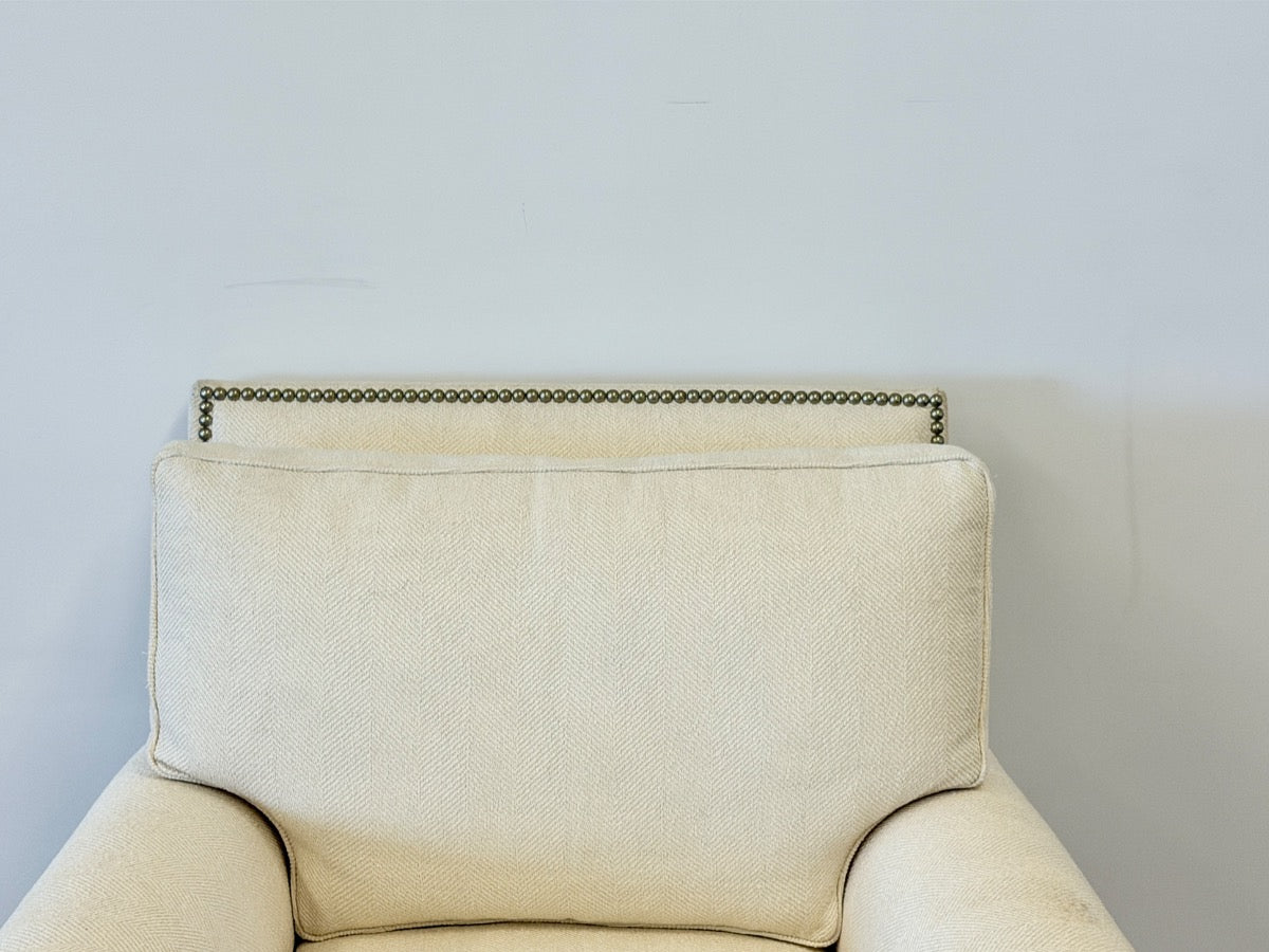 Custom Upholstered Club Chair with Nailhead Detail
