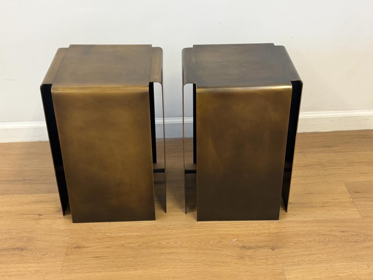 Bronze Sculptural Accent Tables, Pair