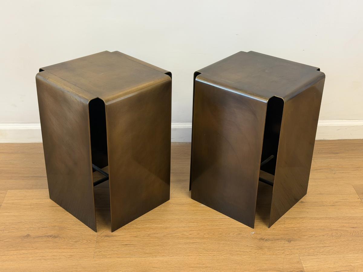 Bronze Sculptural Accent Tables, Pair