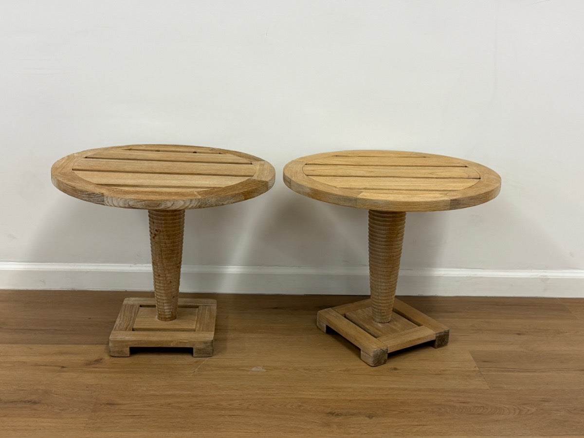 Sutherland Outdoor Teak Drink Tables, Pair (1 of 2)