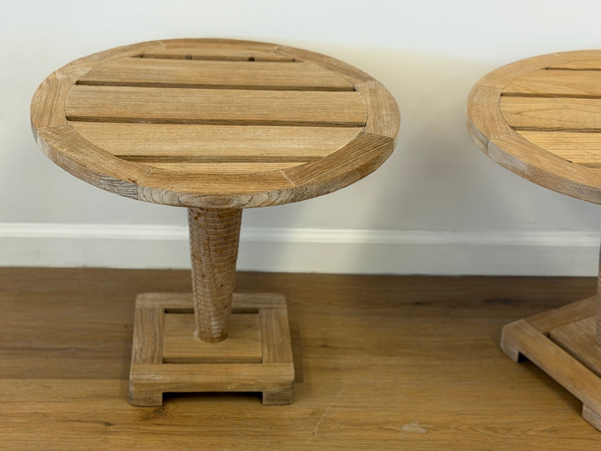Sutherland Outdoor Teak Drink Tables, Pair (1 of 2)