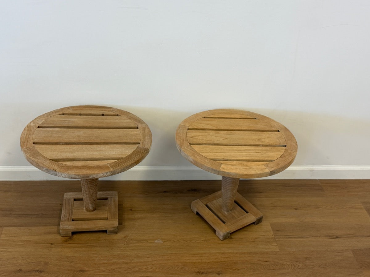Sutherland Outdoor Teak Drink Tables, Pair (1 of 2)