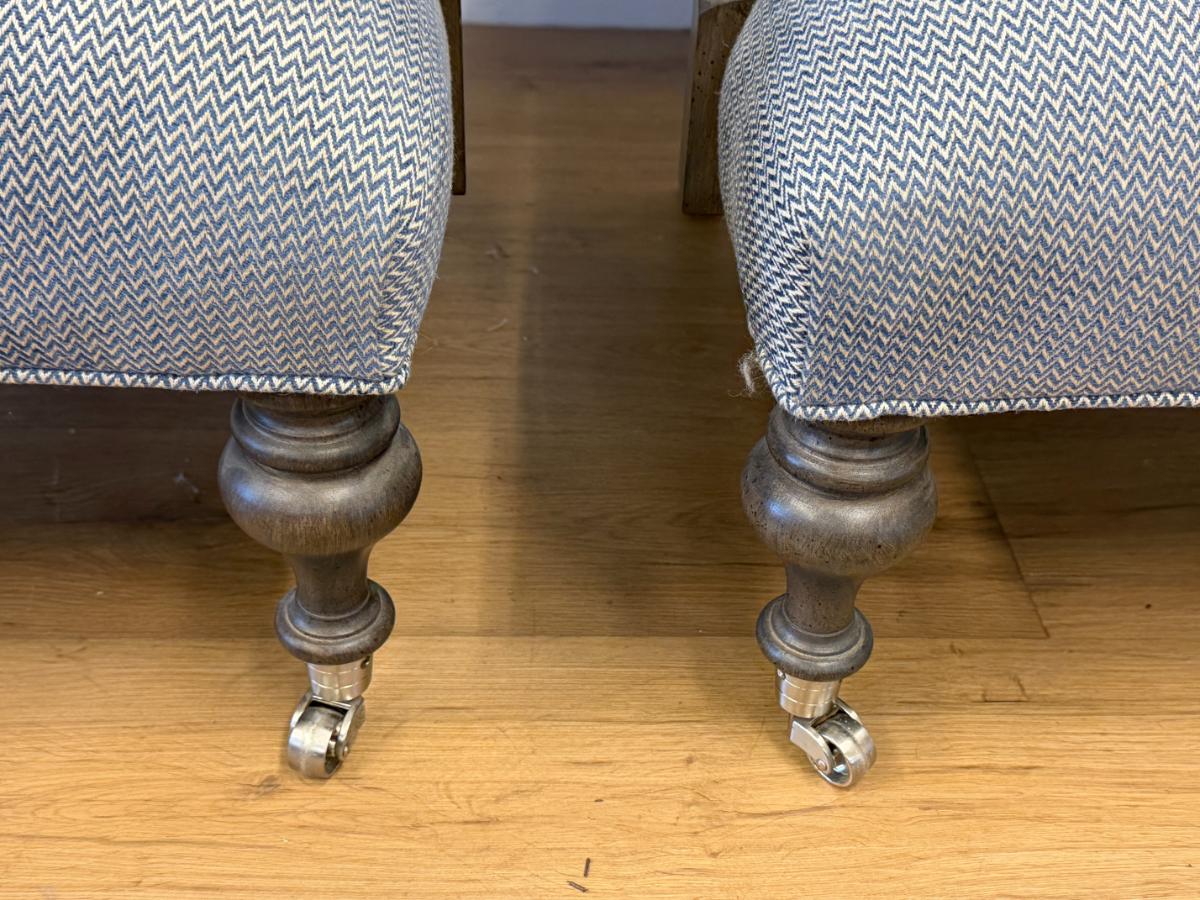 Upholstered Library Armchairs, Pair