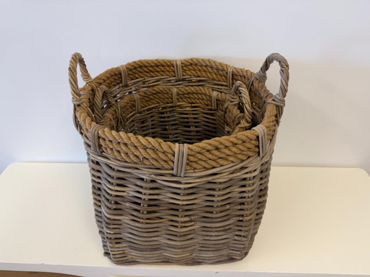 Irving Seagrass Decorative Baskets, Pair