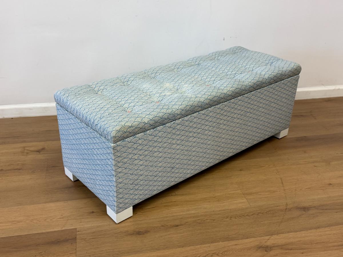 Custom Upholstered Lift Top Bench in Quadrille Lulu DK Rainbow Fabric